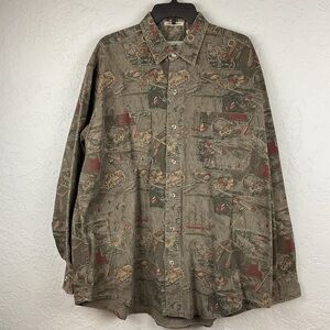 Men’s Vintage Eddie Bauer Heavy 100% Cotton Button Down Lg Sleeve Shirt Sz XL